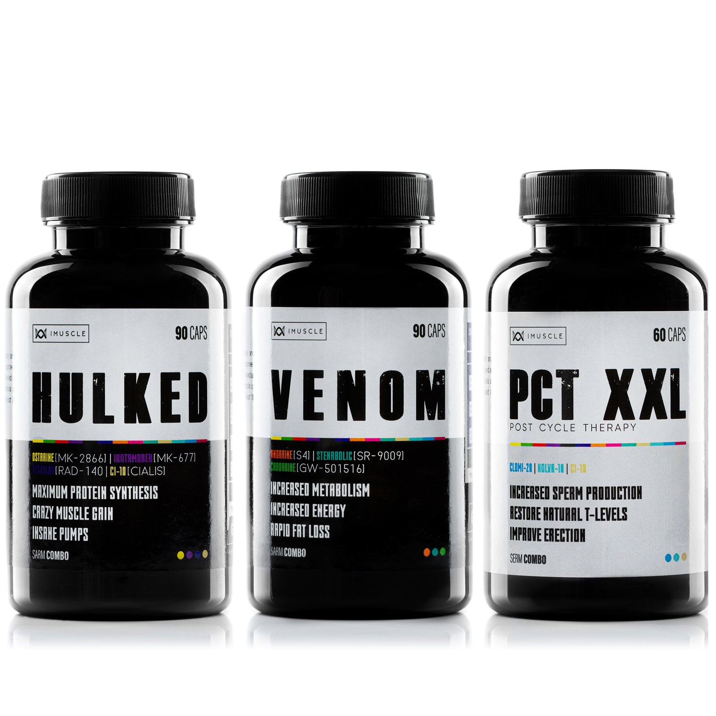 Pila de SARMS HULKED, VENOM, PCT XXL