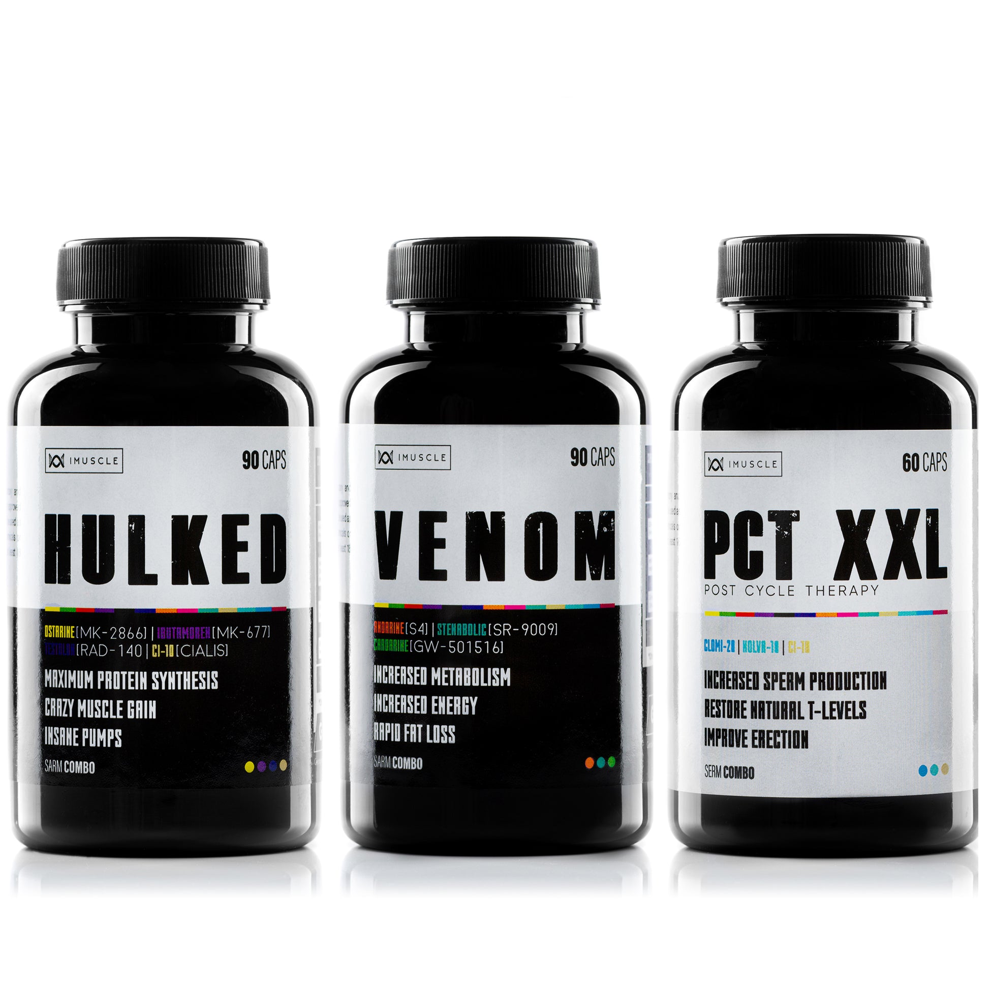 Pila de SARMS HULKED, VENOM, PCT XXL